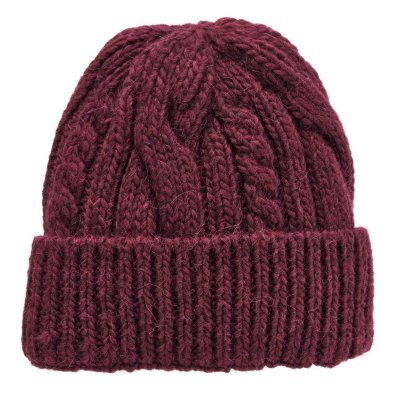 Beanies - Gårda Bormio Cable Knit Wool Mix Beanie (burgunder)
