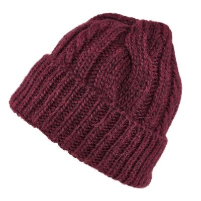 Beanies - Gårda Bormio Cable Knit Wool Mix Beanie (burgunder)