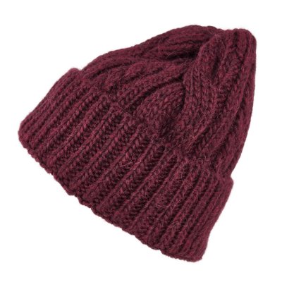 Beanies - Gårda Bormio Cable Knit Wool Mix Beanie (burgunder)