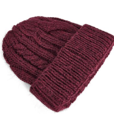 Beanies - Gårda Bormio Cable Knit Wool Mix Beanie (burgunder)