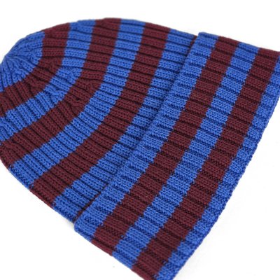 Beanies - Gårda Davos Striped Merino Wool Beanie (burgunder/blå)