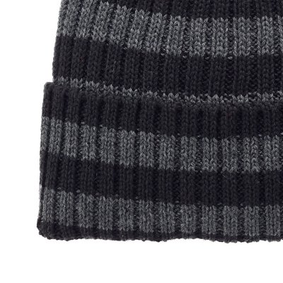Beanies - Gårda Davos Striped Merino Wool Beanie (grå/svart)