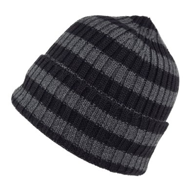 Beanies - Gårda Davos Striped Merino Wool Beanie (grå/svart)