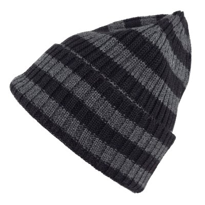 Beanies - Gårda Davos Striped Merino Wool Beanie (grå/svart)