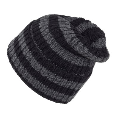 Beanies - Gårda Davos Striped Merino Wool Beanie (grå/svart)