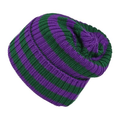 Beanies - Gårda Davos Striped Merino Wool Beanie (grønn/lilla)