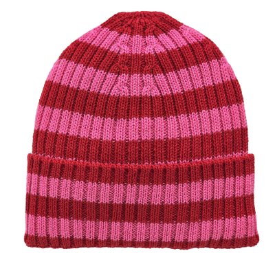 Beanies - Gårda Davos Striped Merino Wool Beanie (rød/rosa)