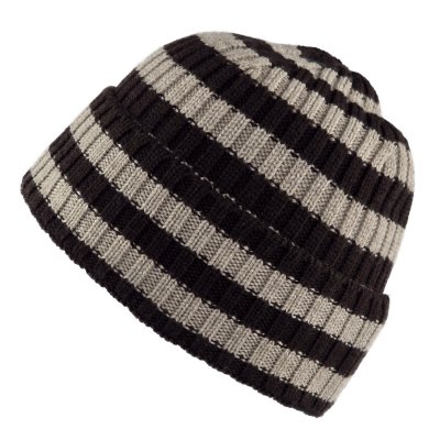 Beanies - Gårda Davos Striped Merino Wool Beanie (brun/beige)