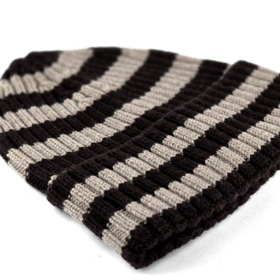 Beanies - Gårda Davos Striped Merino Wool Beanie (brun/beige)