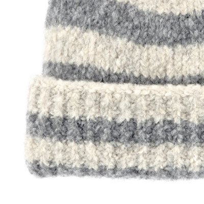 Beanies - Gårda Lech Striped Wool Mix Beanie (beige/grå)