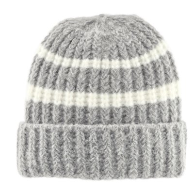 Beanies - Gårda Les Deux Alpes Striped Merino Mix Beanie (grå/hvit)