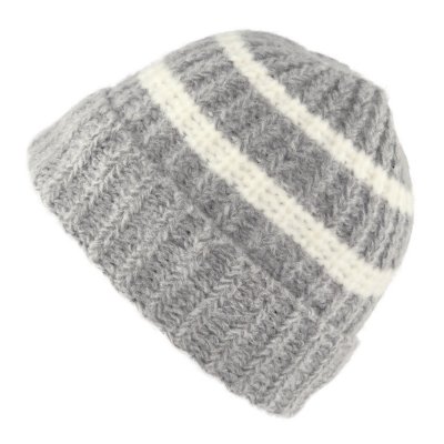 Beanies - Gårda Les Deux Alpes Striped Merino Mix Beanie (grå/hvit)