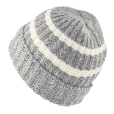 Beanies - Gårda Les Deux Alpes Striped Merino Mix Beanie (grå/hvit)