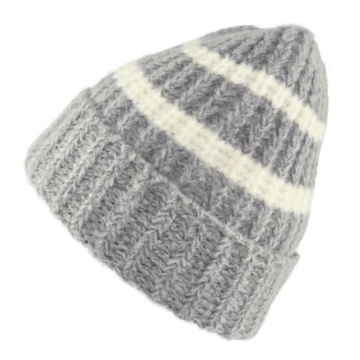Beanies - Gårda Les Deux Alpes Striped Merino Mix Beanie (grå/hvit)