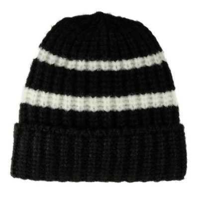 Beanies - Gårda Les Deux Alpes Striped Merino Mix Beanie (svart/hvitt)