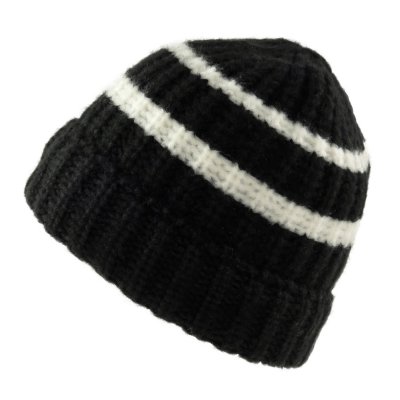 Beanies - Gårda Les Deux Alpes Striped Merino Mix Beanie (svart/hvitt)
