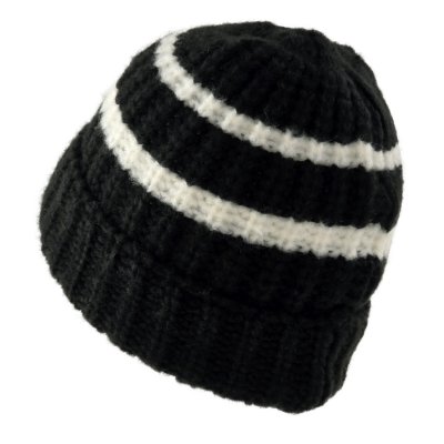 Beanies - Gårda Les Deux Alpes Striped Merino Mix Beanie (svart/hvitt)