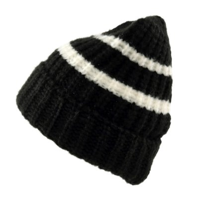Beanies - Gårda Les Deux Alpes Striped Merino Mix Beanie (svart/hvitt)