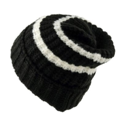 Beanies - Gårda Les Deux Alpes Striped Merino Mix Beanie (svart/hvitt)