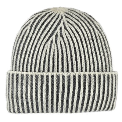 Beanies - Gårda Megève Striped Cashmere Mix Beanie (grå/hvit)