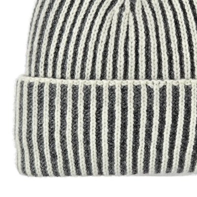 Beanies - Gårda Megève Striped Cashmere Mix Beanie (grå/hvit)