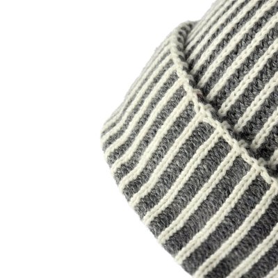 Beanies - Gårda Megève Striped Cashmere Mix Beanie (grå/hvit)