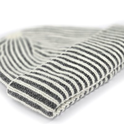Beanies - Gårda Megève Striped Cashmere Mix Beanie (grå/hvit)