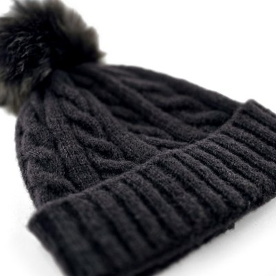 Beanies - Gårda Saas-Fee Cable Knit Wool Mix Beanie (svart)