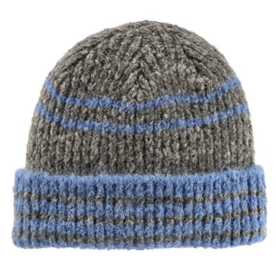 Beanies - Gårda Verbier Striped Wool Mix Beanie (grå/blå)