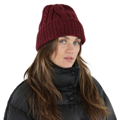 Beanies - Gårda Bormio Cable Knit Wool Mix Beanie (burgunder)