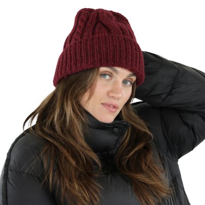 Beanies - Gårda Bormio Cable Knit Wool Mix Beanie (burgunder)