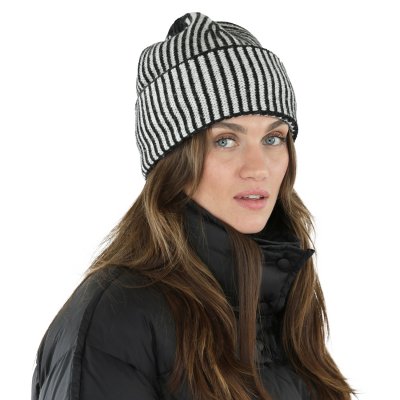 Beanies - Gårda Megève Striped Cashmere Mix Beanie (svart/hvitt)