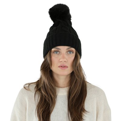 Beanies - Gårda Saas-Fee Cable Knit Wool Mix Beanie (svart)