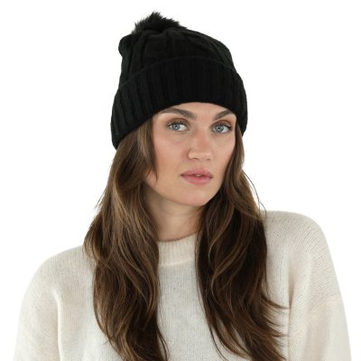 Beanies - Gårda Saas-Fee Cable Knit Wool Mix Beanie (svart)