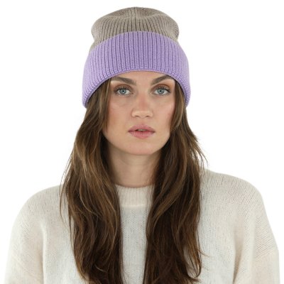 Merino Wool Beanies - Gårda St. Moritz Merino Wool Beanie (lilla/beige)