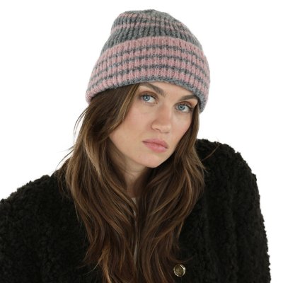 Beanies - Gårda Verbier Striped Wool Mix Beanie (grå/rosa)
