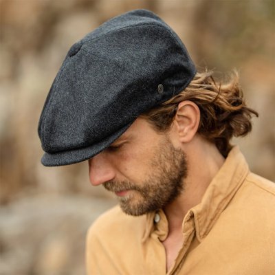 Sixpence / Flat cap - Jaxon Pure Wool Harlem Newsboy Cap (mørk grå)