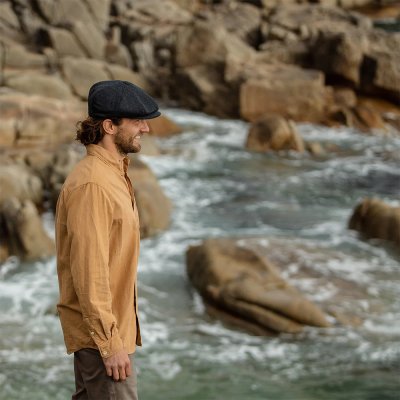 Sixpence / Flat cap - Jaxon Pure Wool Harlem Newsboy Cap (mørk grå)