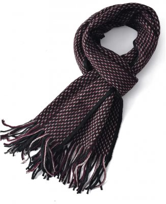 Skjerf - Gårda ZigZag Knitted Tassel Scarf (Sort/Rød)
