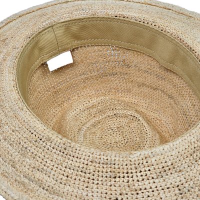 Stråhatt - Gårda Funchal Raffia Fedora (lys natur/mørk brun)