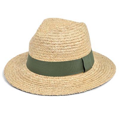 Stråhatt - Gårda Positano Fedora (naturlig/mørkegrønn)