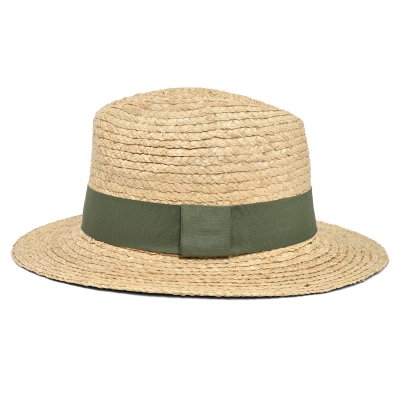 Stråhatt - Gårda Positano Fedora (naturlig/mørkegrønn)