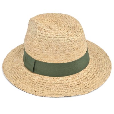 Stråhatt - Gårda Positano Fedora (naturlig/mørkegrønn)