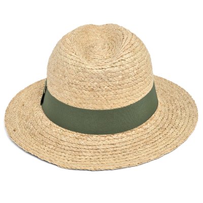 Stråhatt - Gårda Positano Fedora (naturlig/mørkegrønn)