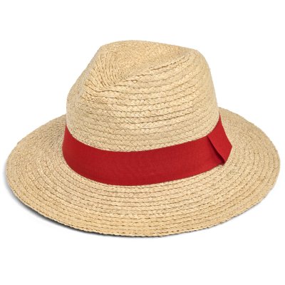 Stråhatt - Gårda Positano Fedora (naturlig/rød)