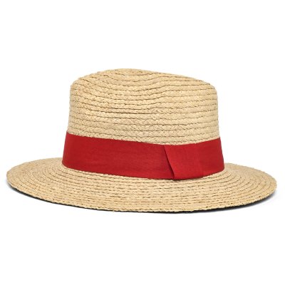 Stråhatt - Gårda Positano Fedora (naturlig/rød)
